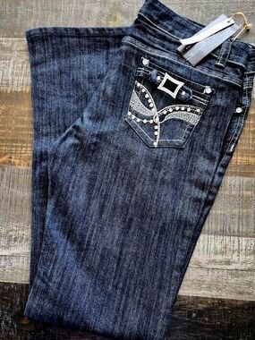 JZ Premium Denim Boot Cut Women's Stretch Jeans ~ Cute Buckle Bling Pockets BNWT